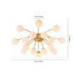 Load image into Gallery viewer, Farmhouze Light - Classic 16 - Light Sputnik Frosted Glass Globe Semi Flush - Ceiling Light - Brass - 
