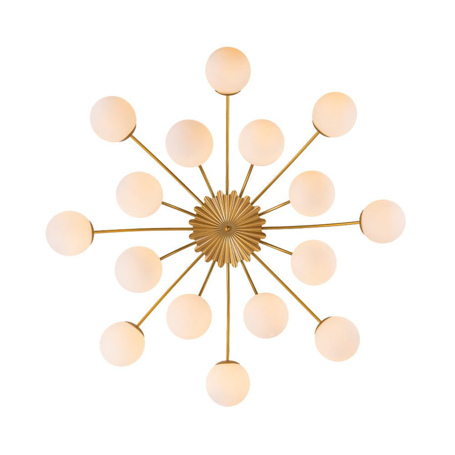 Farmhouze Light - Classic 16 - Light Sputnik Frosted Glass Globe Semi Flush - Ceiling Light - Brass - 