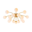 Load image into Gallery viewer, Farmhouze Light - Classic 16 - Light Sputnik Frosted Glass Globe Semi Flush - Ceiling Light - Brass - 
