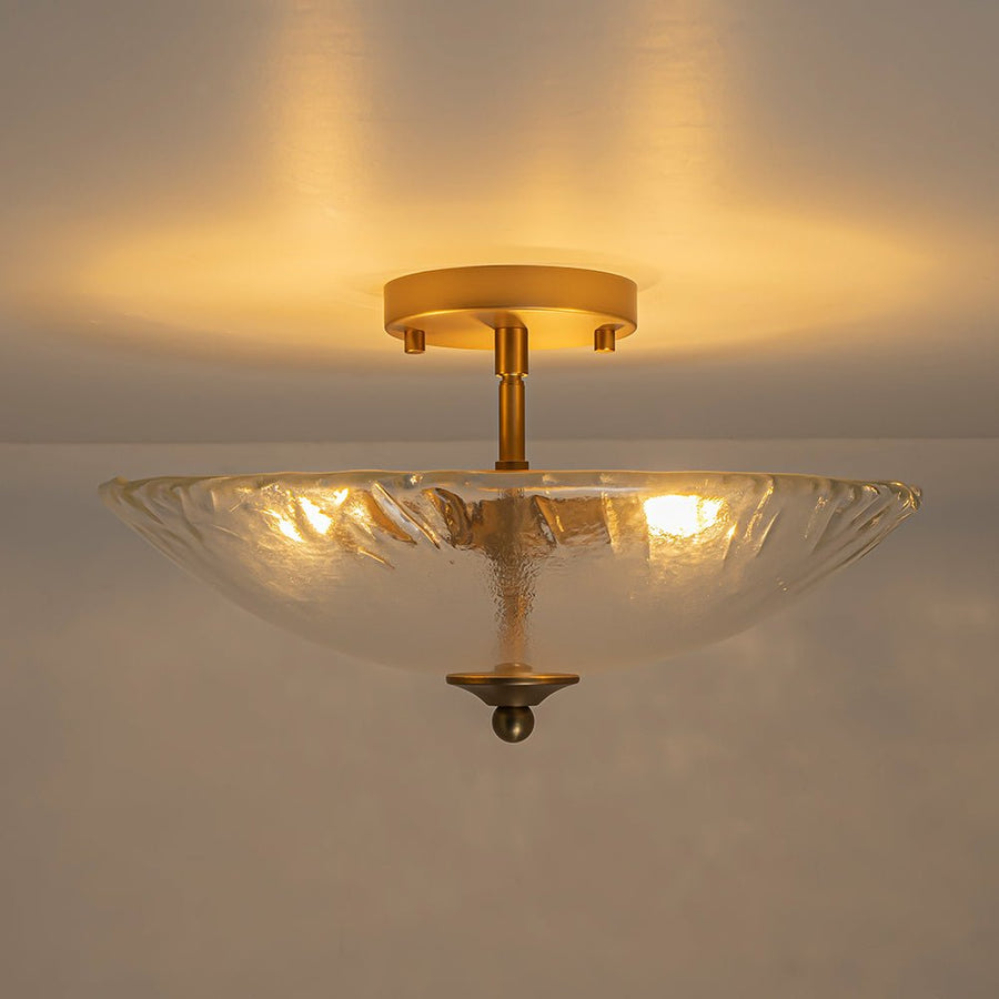 Farmhouze Light - Classic 3 - Light Round Glass Saucer Semi Flush Mount - Ceiling Light - Frosted Glass - 