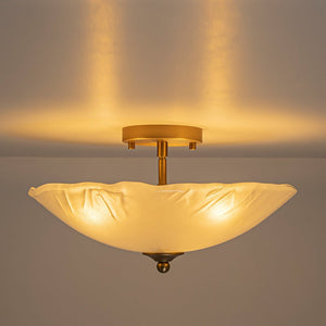 Farmhouze Light - Classic 3 - Light Round Glass Saucer Semi Flush Mount - Ceiling Light - Frosted Glass - 