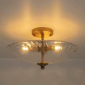 Farmhouze Light - Classic 3 - Light Round Glass Saucer Semi Flush Mount - Ceiling Light - Frosted Glass - 