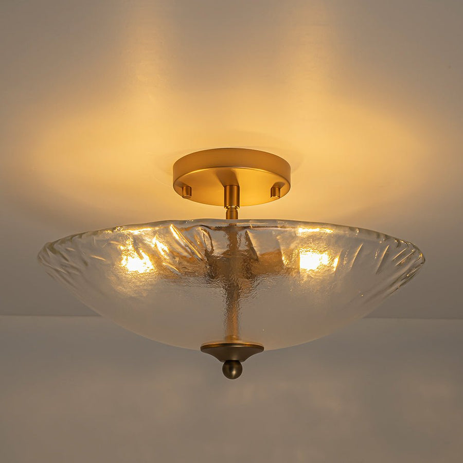 Farmhouze Light - Classic 3 - Light Round Glass Saucer Semi Flush Mount - Ceiling Light - Frosted Glass - 