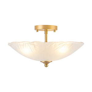 Farmhouze Light - Classic 3 - Light Round Glass Saucer Semi Flush Mount - Ceiling Light - Frosted Glass - 