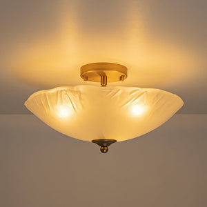 Farmhouze Light - Classic 3 - Light Round Glass Saucer Semi Flush Mount - Ceiling Light - Frosted Glass - 