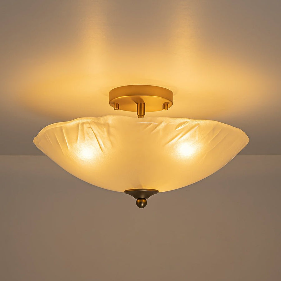 Farmhouze Light - Classic 3 - Light Round Glass Saucer Semi Flush Mount - Ceiling Light - Frosted Glass - 