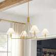 Load image into Gallery viewer, Farmhouze Light-Classic 4-Light White Fabric Conical Candle Chandelier-Chandelier-Brass-
