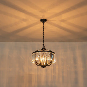 Farmhouze Light - Classic Black Candle Style Round Crystal Lantern Pendant - Chandelier - Black - 