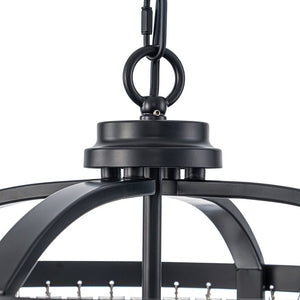 Farmhouze Light - Classic Black Candle Style Round Crystal Lantern Pendant - Chandelier - Black - 