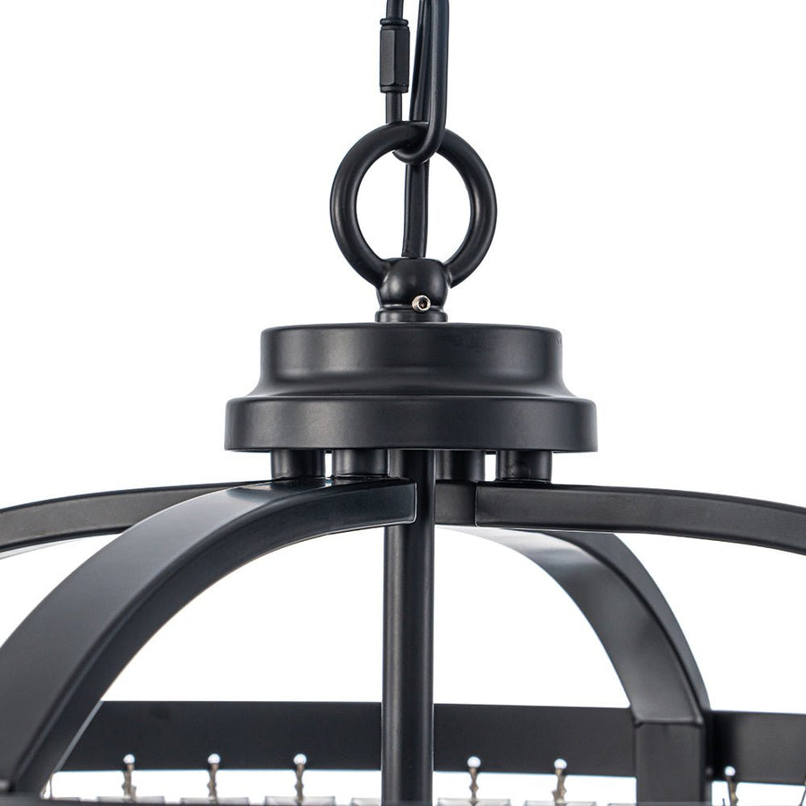 Farmhouze Light - Classic Black Candle Style Round Crystal Lantern Pendant - Chandelier - Black - 