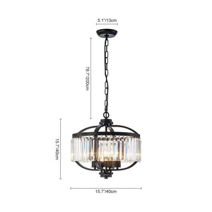 Farmhouze Light - Classic Black Candle Style Round Crystal Lantern Pendant - Chandelier - Black - 