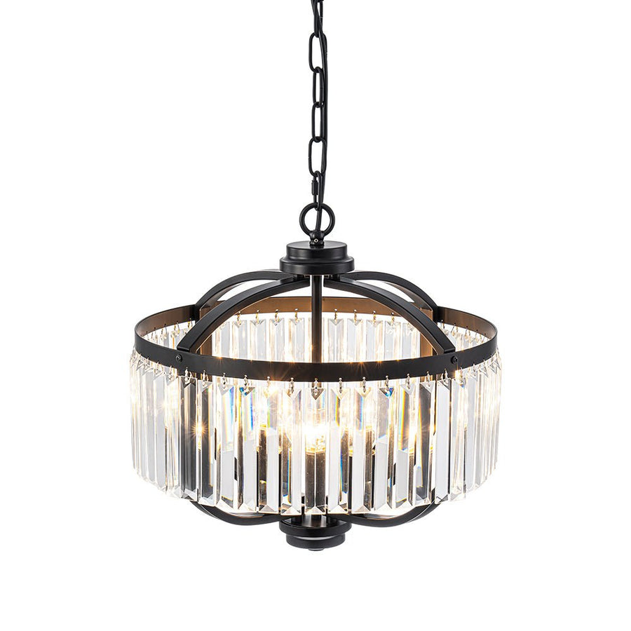 Farmhouze Light - Classic Black Candle Style Round Crystal Lantern Pendant - Chandelier - Black - 
