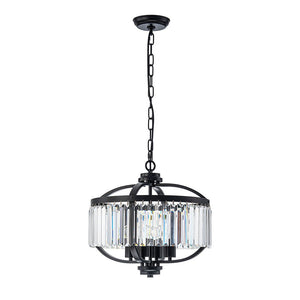 Farmhouze Light - Classic Black Candle Style Round Crystal Lantern Pendant - Chandelier - Black - 