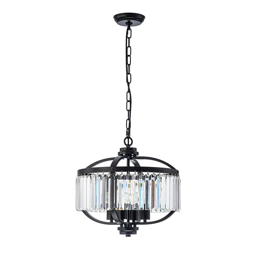 Farmhouze Light - Classic Black Candle Style Round Crystal Lantern Pendant - Chandelier - Black - 