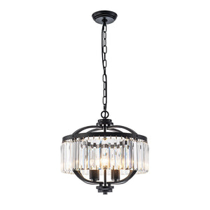 Farmhouze Light - Classic Black Candle Style Round Crystal Lantern Pendant - Chandelier - Black - 