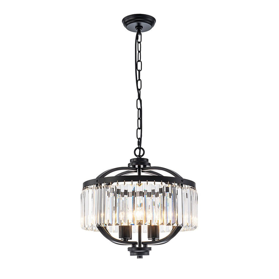 Farmhouze Light - Classic Black Candle Style Round Crystal Lantern Pendant - Chandelier - Black - 