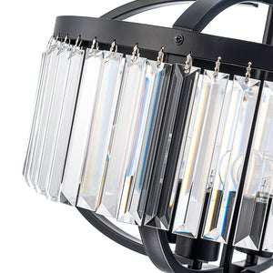 Farmhouze Light - Classic Black Candle Style Round Crystal Lantern Pendant - Chandelier - Black - 