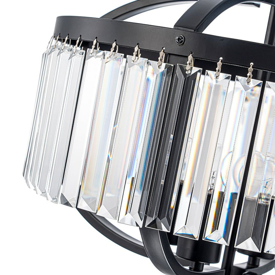 Farmhouze Light - Classic Black Candle Style Round Crystal Lantern Pendant - Chandelier - Black - 
