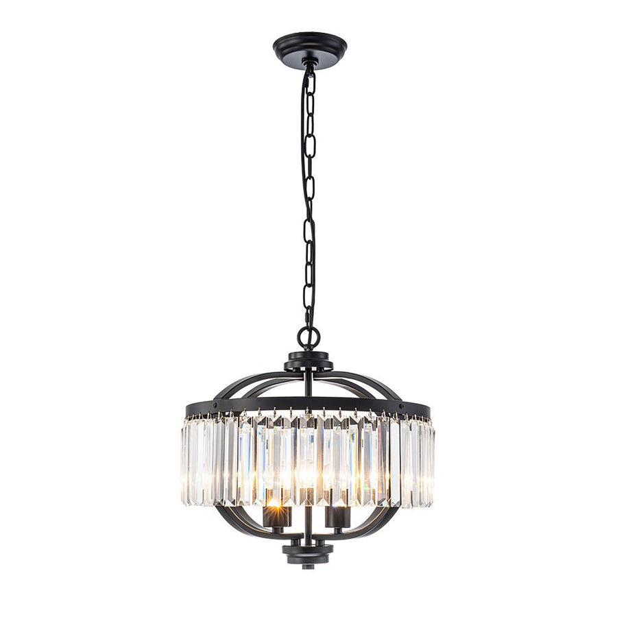 Farmhouze Light - Classic Black Candle Style Round Crystal Lantern Pendant - Chandelier - Black - 