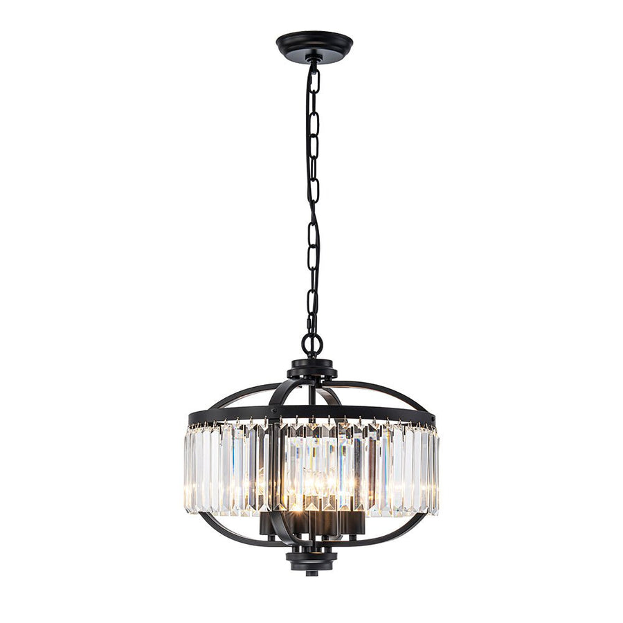 Farmhouze Light - Classic Black Candle Style Round Crystal Lantern Pendant - Chandelier - Black - 