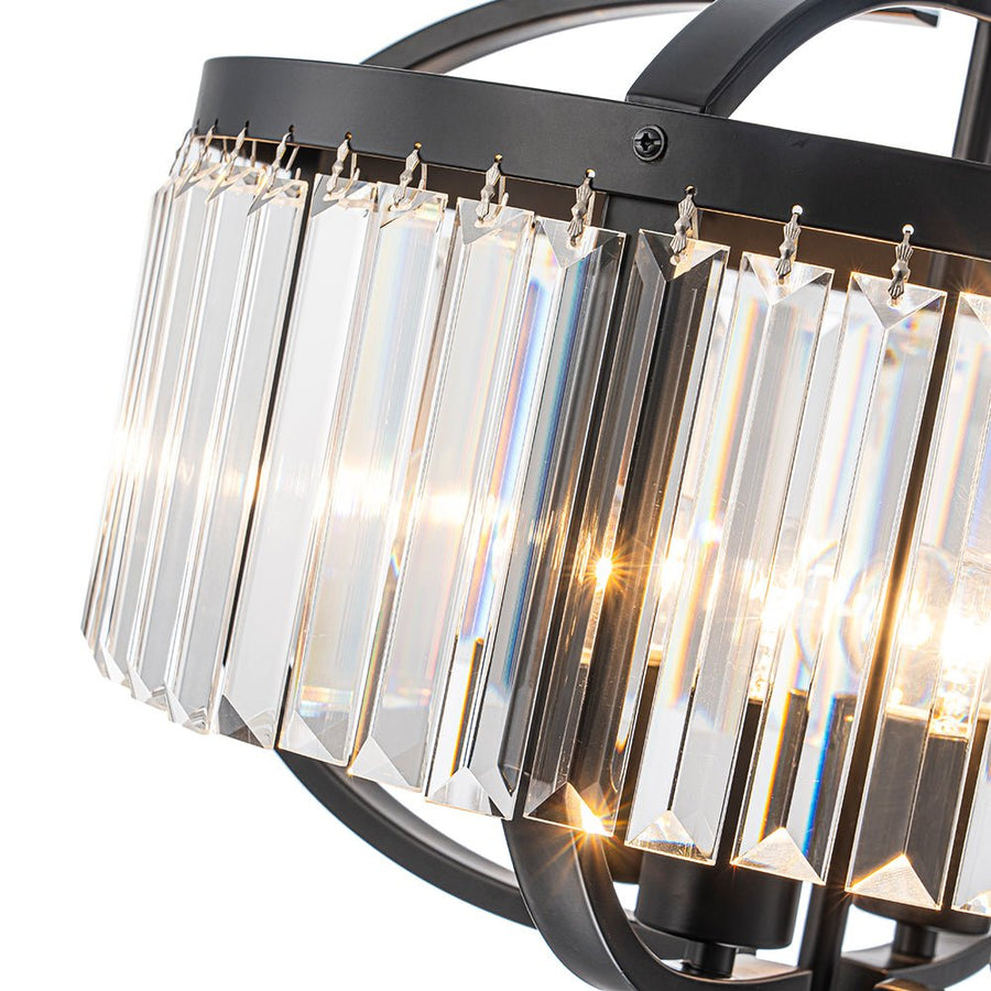 Farmhouze Light - Classic Black Candle Style Round Crystal Lantern Pendant - Chandelier - Black - 