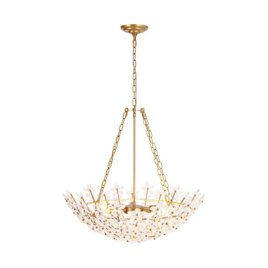 Farmhouze Light - Classic Luxury Crystal Flower Gold Basin Chandelier - Chandelier - Brass - 