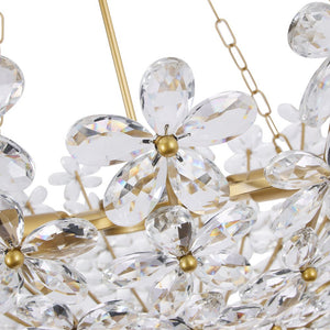 Farmhouze Light - Classic Luxury Crystal Flower Gold Basin Chandelier - Chandelier - Brass - 