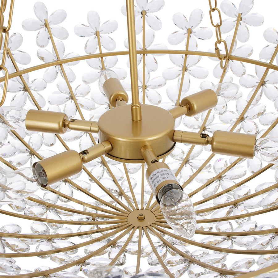 Farmhouze Light - Classic Luxury Crystal Flower Gold Basin Chandelier - Chandelier - Brass - 