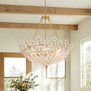 Farmhouze Light - Classic Luxury Crystal Flower Gold Basin Chandelier - Chandelier - Brass - 