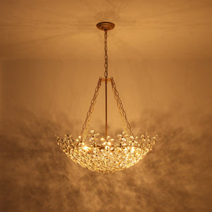 Farmhouze Light - Classic Luxury Crystal Flower Gold Basin Chandelier - Chandelier - Brass - 