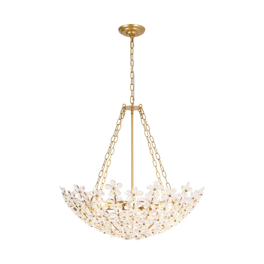 Farmhouze Light - Classic Luxury Crystal Flower Gold Basin Chandelier - Chandelier - Brass - 
