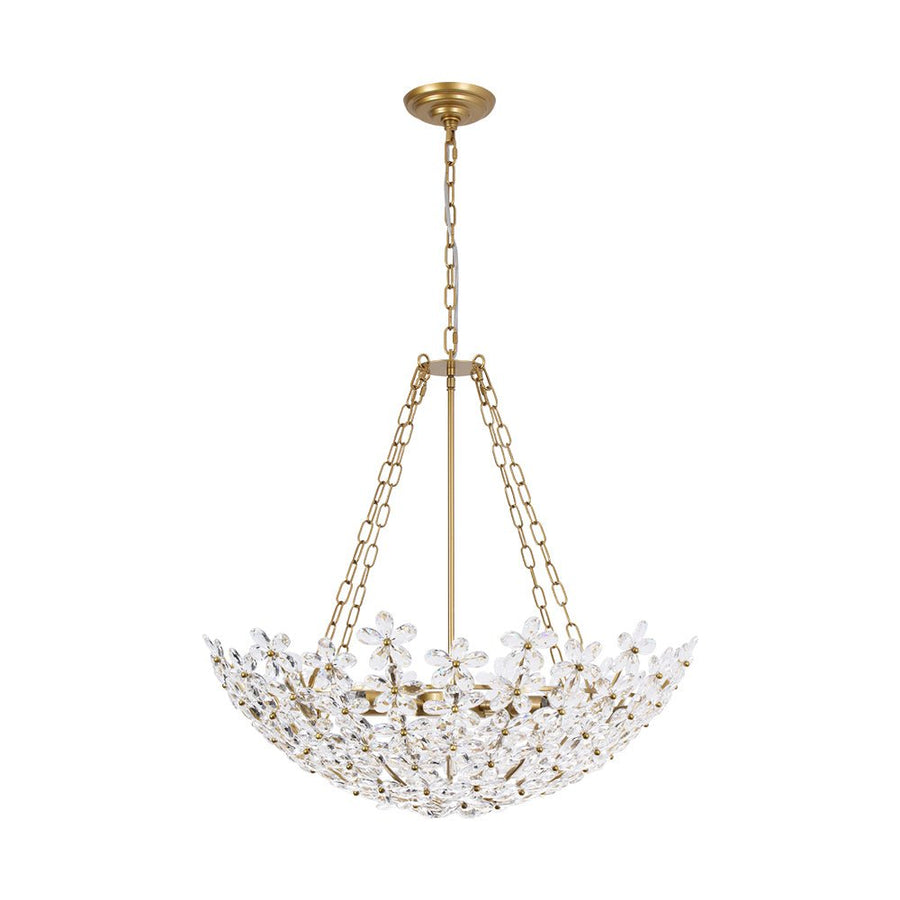Farmhouze Light - Classic Luxury Crystal Flower Gold Basin Chandelier - Chandelier - Brass - 