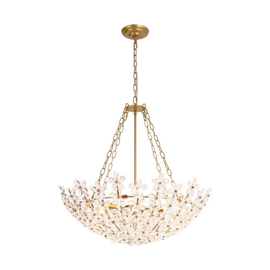Farmhouze Light - Classic Luxury Crystal Flower Gold Basin Chandelier - Chandelier - Brass - 