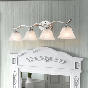 Farmhouze Light - Classic Nickel 3 - Light Marble Glass Shade Vanity Wall Light - Wall Sconce - 3 Bulbs - 