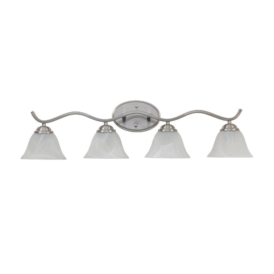 Farmhouze Light - Classic Nickel 3 - Light Marble Glass Shade Vanity Wall Light - Wall Sconce - 3 Bulbs - 