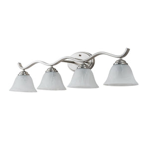 Farmhouze Light - Classic Nickel 3 - Light Marble Glass Shade Vanity Wall Light - Wall Sconce - 3 Bulbs - 