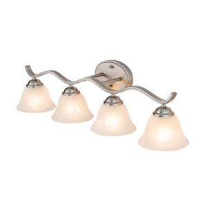 Farmhouze Light - Classic Nickel 3 - Light Marble Glass Shade Vanity Wall Light - Wall Sconce - 3 Bulbs - 