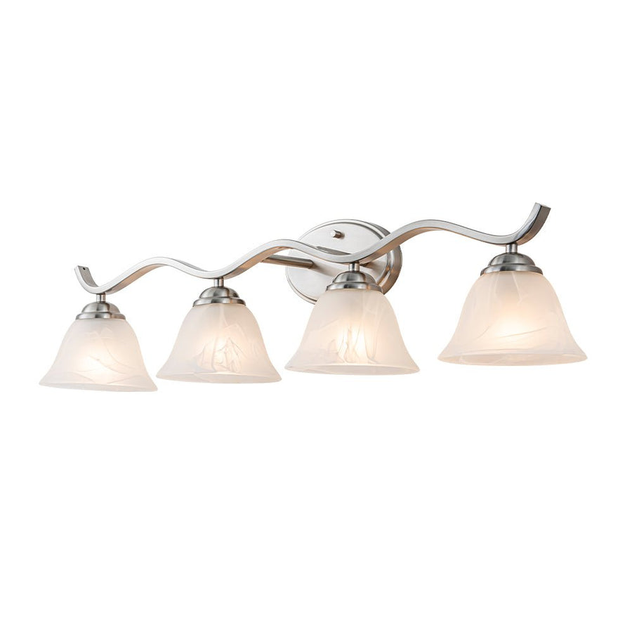 Farmhouze Light - Classic Nickel 3 - Light Marble Glass Shade Vanity Wall Light - Wall Sconce - 3 Bulbs - 