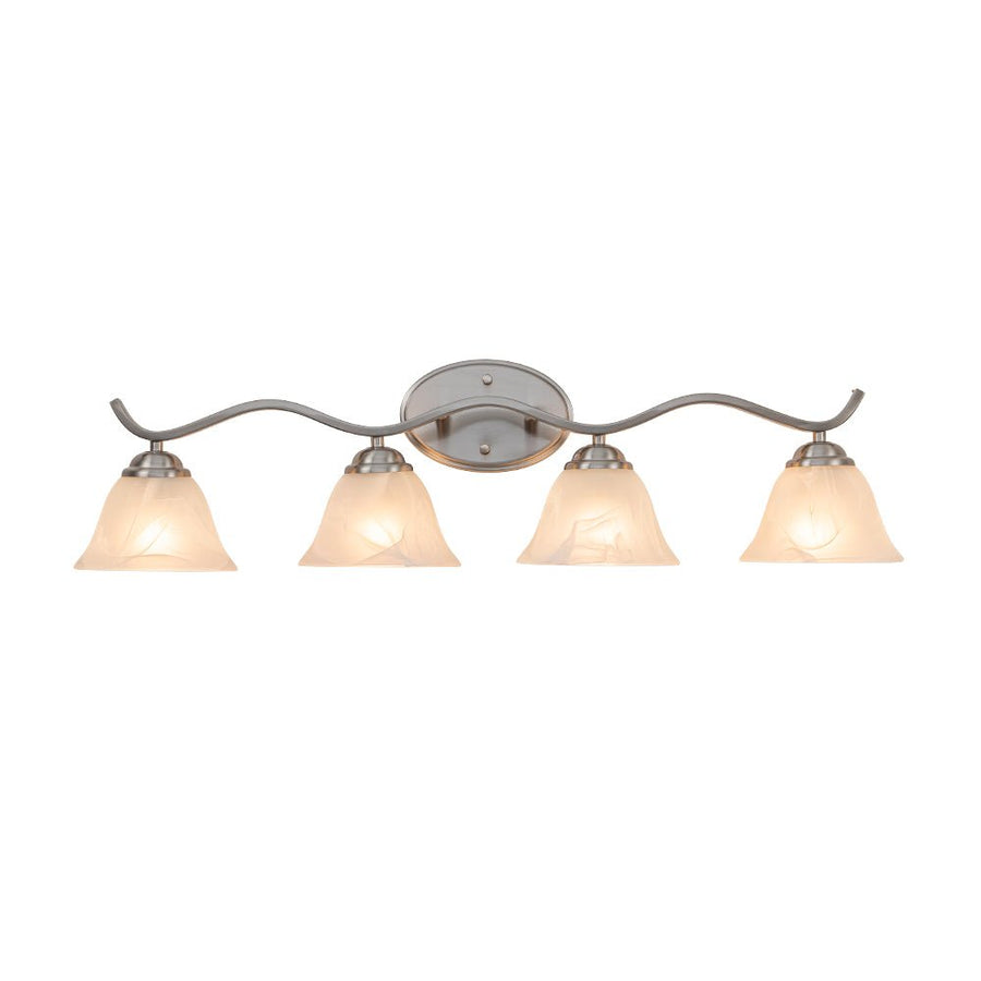 Farmhouze Light - Classic Nickel 3 - Light Marble Glass Shade Vanity Wall Light - Wall Sconce - 3 Bulbs - 