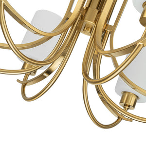 Farmhouze Light-Classic Opal Glass Cylinder Brass Curved Arm 6-Light Chandelier-Chandelier-6-Light-