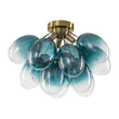 Load image into Gallery viewer, Farmhouze Light - Cluster Blue Glass Globe Bubble Semi Flush Mount - Ceiling Light - Blue Bubble - 
