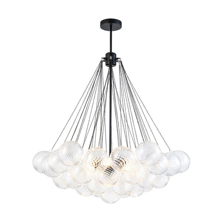 Farmhouze Light - Cluster Bubble Clear Striped Glass Globe Chandelier - Chandelier - Swirled Striped Pattern - 