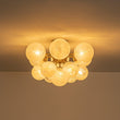 Load image into Gallery viewer, Farmhouze Light - Cluster Milky Misty Glass Bubble Sunburst Ceiling Light - Ceiling Light - Brass - 
