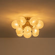 Load image into Gallery viewer, Farmhouze Light - Cluster Milky Misty Glass Bubble Sunburst Ceiling Light - Ceiling Light - Brass - 
