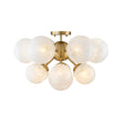 Load image into Gallery viewer, Farmhouze Light - Cluster Milky Misty Glass Bubble Sunburst Ceiling Light - Ceiling Light - Brass - 
