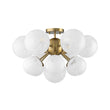 Load image into Gallery viewer, Farmhouze Light - Cluster Milky Misty Glass Bubble Sunburst Ceiling Light - Ceiling Light - Brass - 
