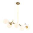 Load image into Gallery viewer, Farmhouze Light-Contemporary 6-Light Milk Glass Globe Linear Island Chandelier-Pendant-Brass-
