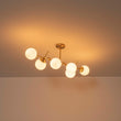 Load image into Gallery viewer, Farmhouze Light-Contemporary 6-Light Milk Glass Globe Linear Island Chandelier-Pendant-Brass-
