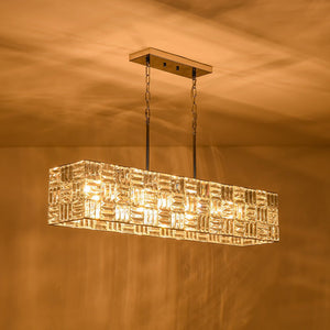 Farmhouze Light - Contemporary Chic Faceted Crystal Square Island Chandelier - Chandelier - 40 in - 