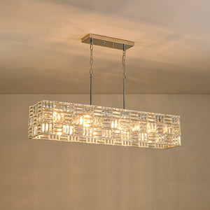 Farmhouze Light - Contemporary Chic Faceted Crystal Square Island Chandelier - Chandelier - 40 in - 